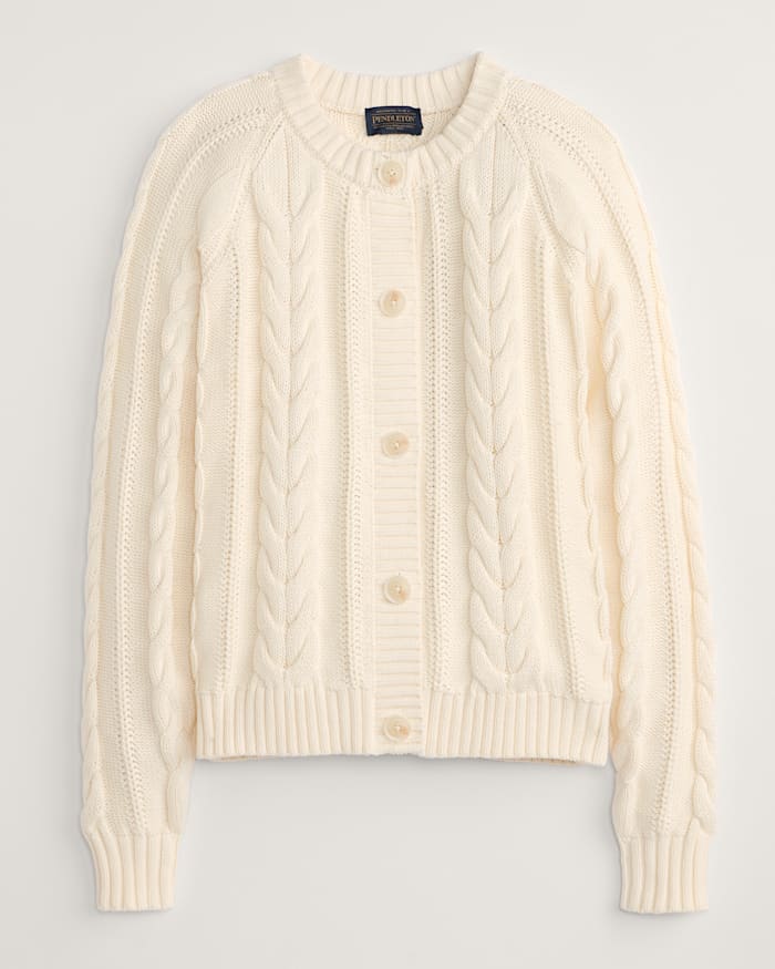 WOMEN'S COTTON CABLE CARDIGAN